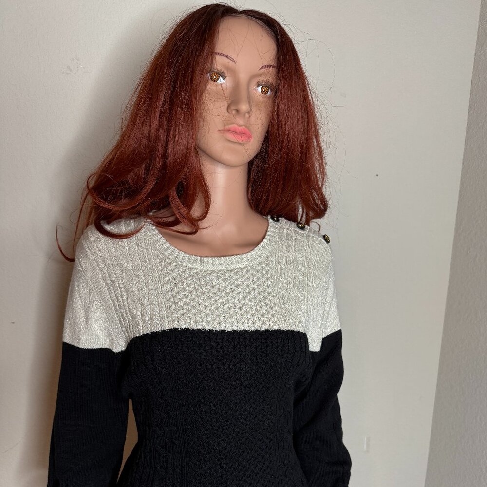 Calvin Klein Black and Cream Women's Sweater